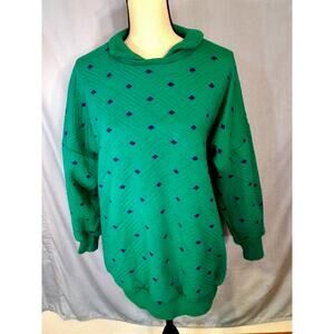 Leigh Karmitz for Periphery Green sweat shirt with blue diamonds